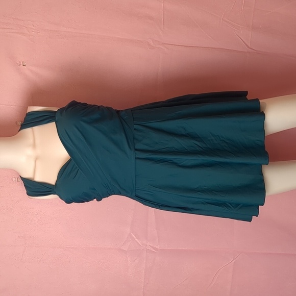 Teal Criss Cross Straps One Piece Swimsuit with Skirt size 2XL - Picture 1 of 8